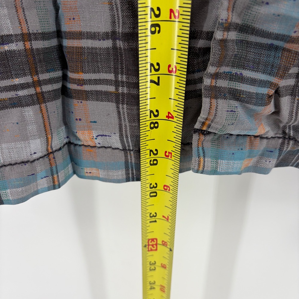 Tommy Bahama Mens Large 100% Silk Plaid Short Sleeve Button Up Shirt Grey Blue - Picture 6 of 8